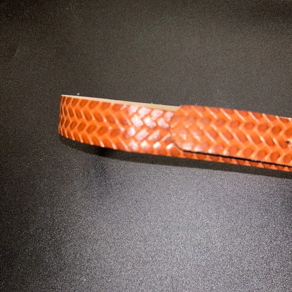 Women's Brown Faux Leather Textured Adjustable Belt Size 8
